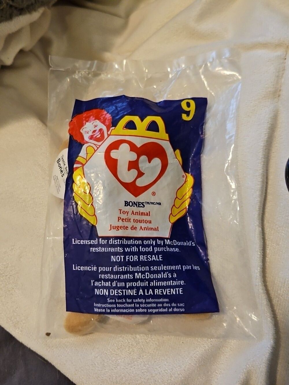 TY Teenie Beanie Babies w/Errors -1993 - #9 BONES - In Original Pkg. Unopened